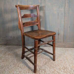 1910's Antique Medium Dark Elm & Beech Ladder Back Church Chapel Chairs from St Paul's Daybrook