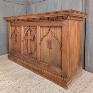 Good Quality Mid-Size 1920's Vintage Oak Late Gothic Church Altar with Shelf Storage