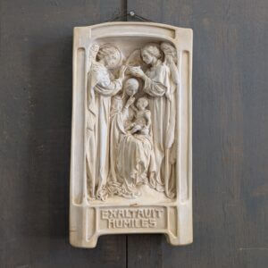 Bas Relief 1930's Vintage Plaque Depicting The Coronation of the Virgin