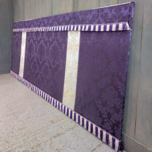 Large Purple Damask Silk Altar Frontal with Fringing & Floral Panels