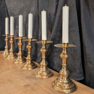'Big Six' Set of Six Italian Gold - Plated Brass Altar Candlesticks