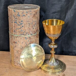 1920 Sterling Silver Gilt French Chalice & Paten by Charles Favier et Cie