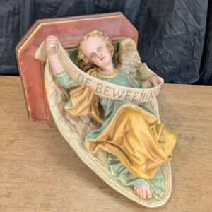 Large Plaster Belgian 1870's Angel Wall Console Bracket