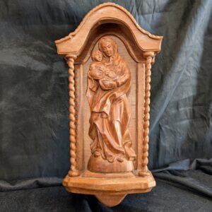 Carved 1960's Vintage German Wall Hanging of Virgin Mary with Child