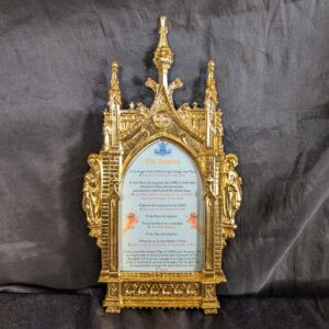 Early 20th Century Belgian Gothic Gilded Metal Altar Canon Frame