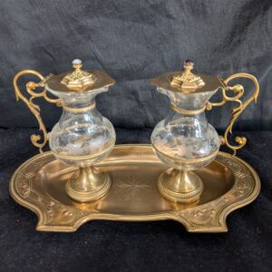 Spectacular Antique French Ormolu Cruet Set & Tray