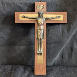 1950's Vintage Stark Modern Hardwood with Heavy Steel Corpus Crucifix