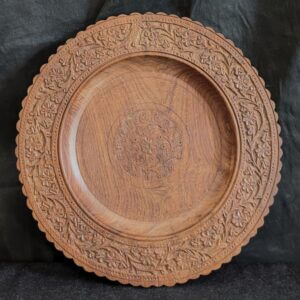 Decorative Carved Hardwood Collection Plate