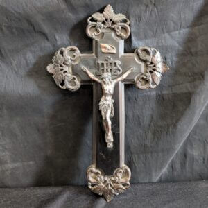 Sombre & Dignified Antique Larger Size German Carved Hanging Crucifix