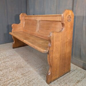Pure Classic Pale Oak Shaped End Gothic Carved Church Pew Benches from St Oswalds Rugby