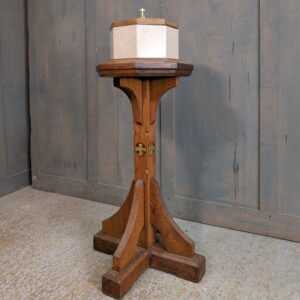 Oak and Polished Granite Small Portable Baptismal Church Font