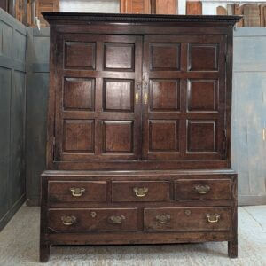 Early Georgian 18th Century Oak Panelled Housekeepers, Livery Cupboard Kitchen Dresser