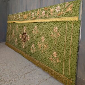 Very Ornate Antique Green & Gold Embroidered Altar Cloth & Superfrontal