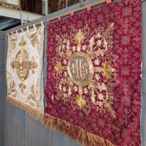 Fabulous Victorian Gold Red & Ivory Church Banner Hangings