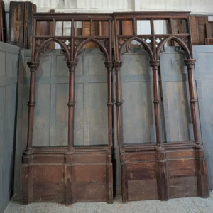 Two tall sections of Carved Oak Gothic Victorian Panelling From Holy Trinity, Oxford