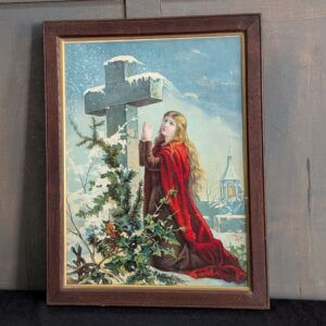 Our Father Which Are In Heaven Sentimental Victorian Lithoprint Snow Scene