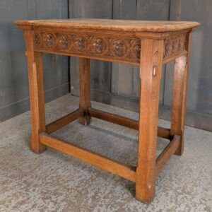 Carved 1930's Tudor Revival Oak Small Credence Table