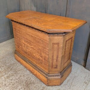 Small Inlaid Oak Lady Private Chapel 1930's Vintage Church Altar with Storage