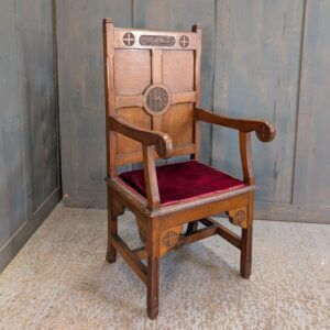 IHS 1910's Antique Oak Gothic Clergy Armchair form St Andrew's Liverpool