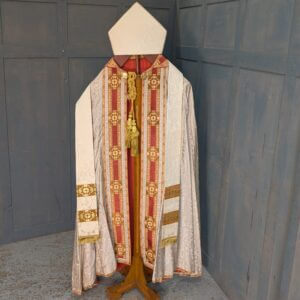 L Grosse 1960's Vintage Damask Cope with Mitre Cincture Stoles