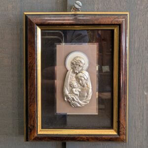 Interesting Italian Silver Plated Framed Plaque of The Holy Family