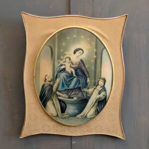 Framed Vintage 1950's Italian Picture of Our Lady of the Rosary of Pompeii