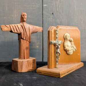 Group of Two Items - Christ the Redeemer & Crucifixion Madonna Tableau