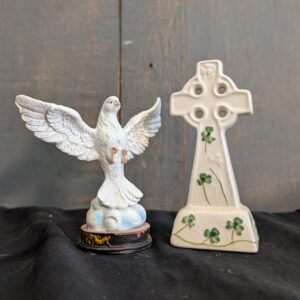 Italian Dove of Peach & Irish Celtic China Cross by Watervale