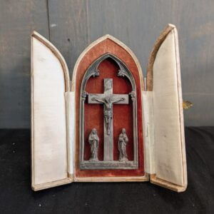 1950's Vintage Italian Crucifixion, Standing Travel Shrine