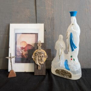 Group of Four Christian Items Crosses and some Lourdes Water