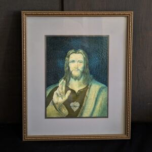 Hologram Like Metal Etching Foil Print Of Christ The Sacred Heart