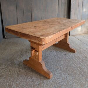 Small to Medium Size Well Used Chunky Pine Refectory Table