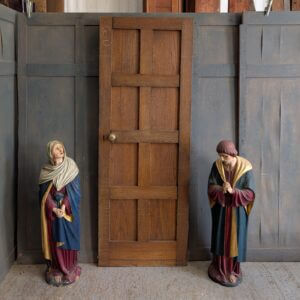 Mid Century Oak Vintage 8 Panel Interior Door with Brass Handles #2