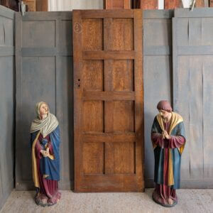 Mid Century Oak Vintage 8 Panel Interior Door with Brass Handles #3