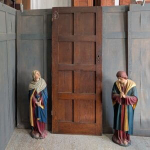 Mid Century Oak Vintage 8 Panel Interior Door with Brass Handles #4