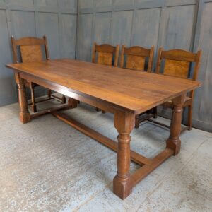 Classic Oak Mid Century Long Refectory Table