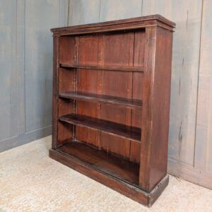 Simple Dark Stained Victorian Pine Bookcase with Adjustable Shelves