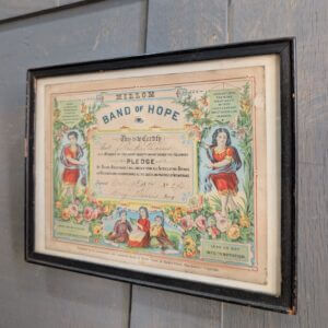 Delightful Small Framed 'Band of Hope' Teetotal Certificate