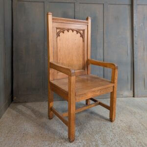 Large Heavy & Sturdy Vintage Pale Oak Clergy Throne Chair