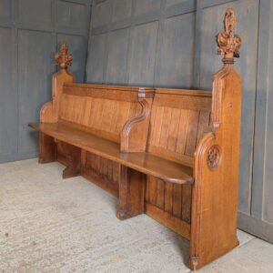 Beautiful Honey Oak 1894 Antique Gothic Choir Pews Benches from St John Clevedon