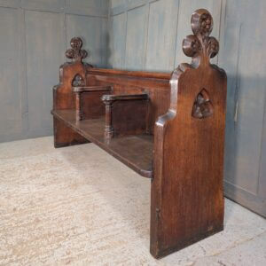 Very Fine Dark Oak Antique Gothic Oak Choir Pew Bench from Winchester