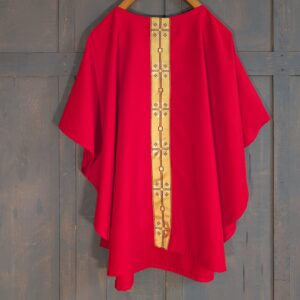 Medium Size Red Chasuble with Broad Gold Orphreys