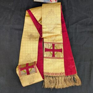 Grand Gold & Red Lined Stole with Canterbury Style Crosses