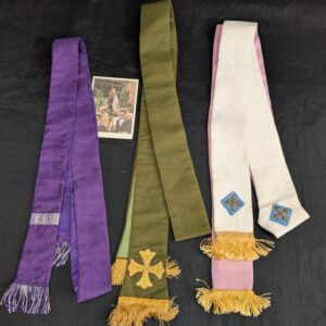 Three Stoles Purple, Green and White with Crosses