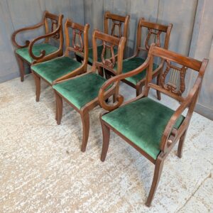 Six Reproduction Regency Style Lyre back Dining Chairs - BARGAIN-