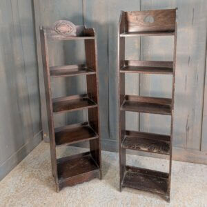 Two Small and Narrow Dark Oak 1930's Bookcases