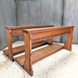 Two Matching Oak Three Person Prayer Kneelers