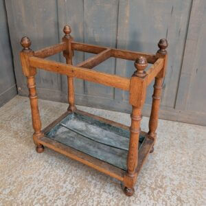 1930's Vintage Oak & Copper Umbrella Stick Stand