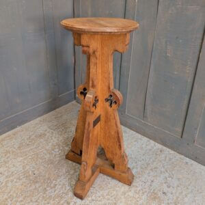 Antique 1924 Oak Gothic Church Plant Stand