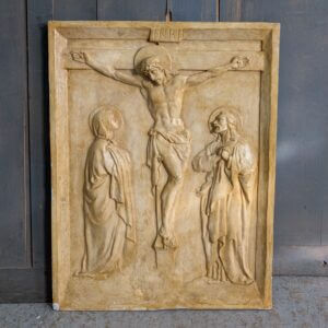 Large Vintage Marble Effect Plaque Jesus Dies on the Cross